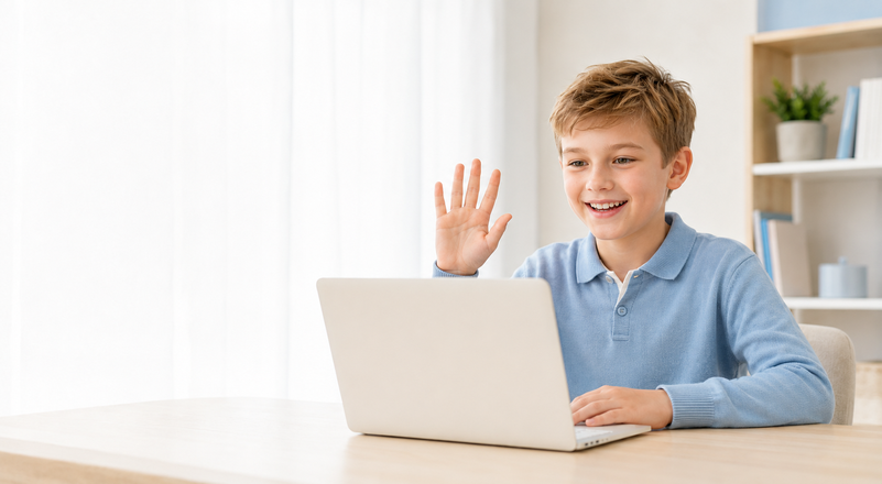 孩子透過線上課程接觸國際教學方法